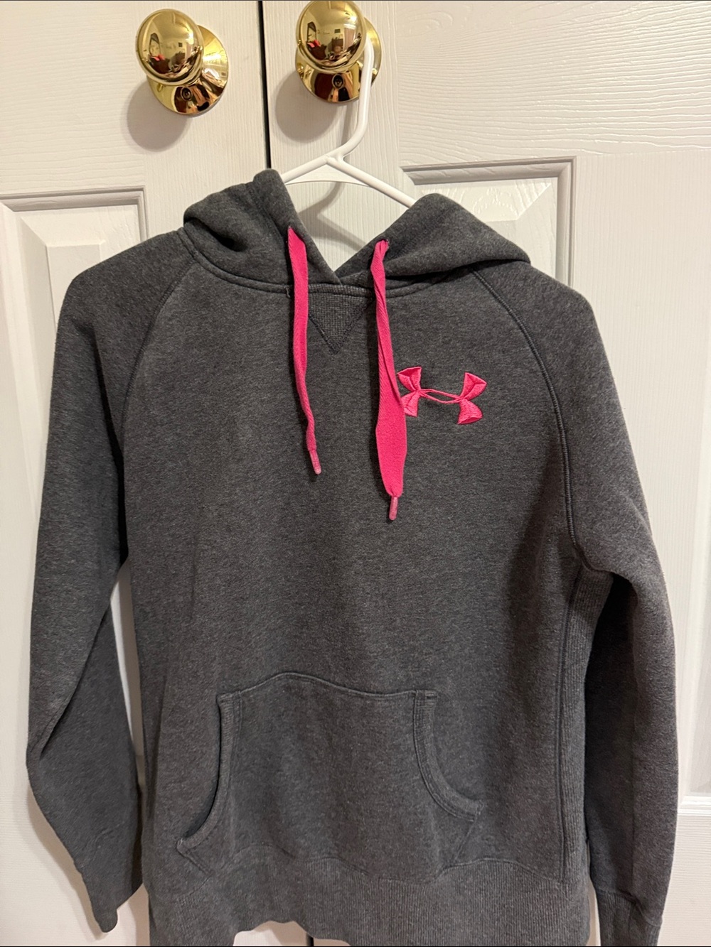 Under Armour Charcoal Hoodie with Pink Accents size medium